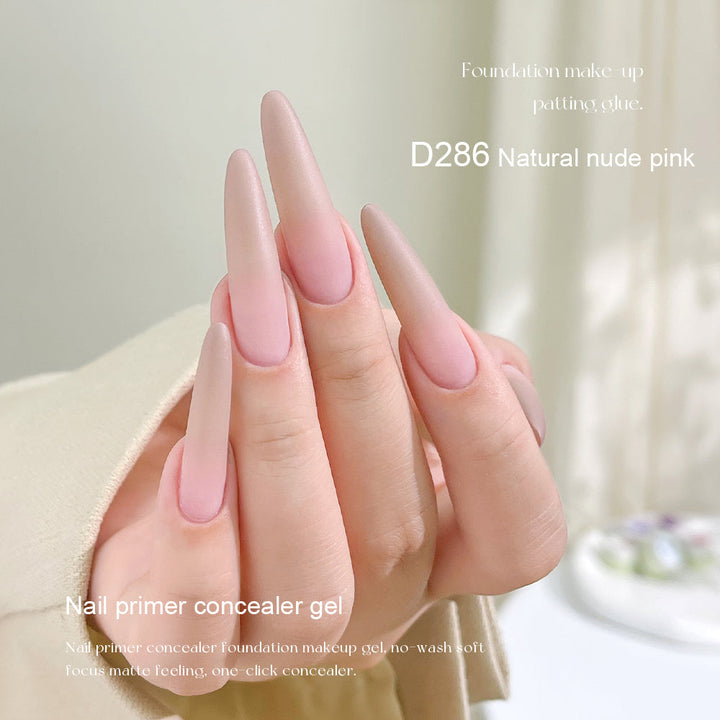 Mr Nail Pat Painting Gel 3g D286 Natural Nude Pink, matte nude concealer gel on long almond nails