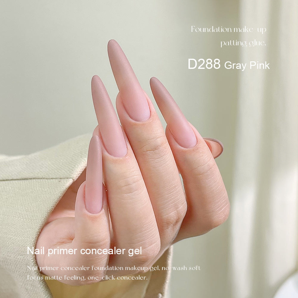 Mr Nail Pat Painting Gel 3g D288 Gray Pink, matte nude concealer gel on long almond nails