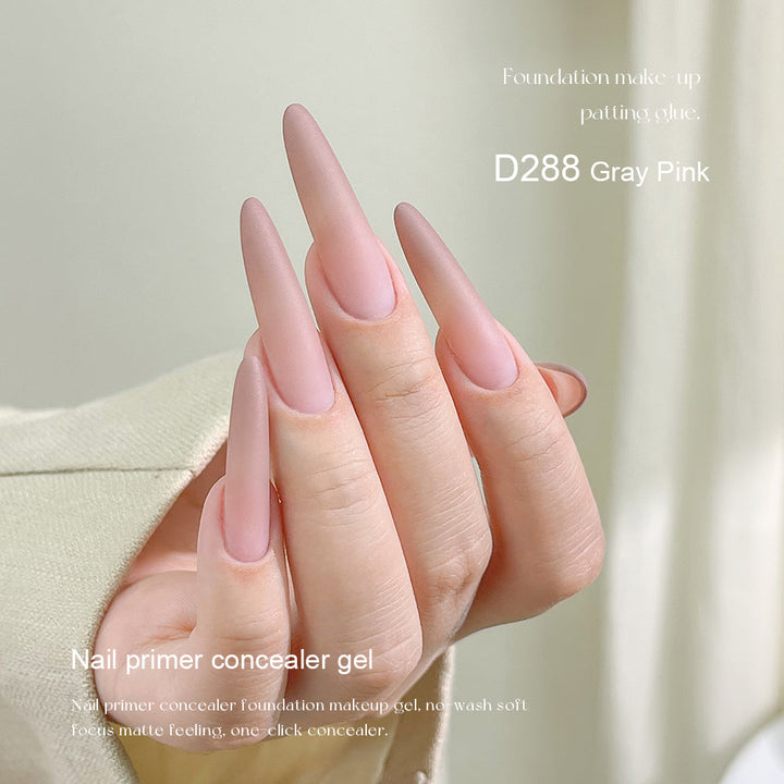 Mr Nail Pat Painting Gel 3g D288 Gray Pink, matte nude concealer gel on long almond nails