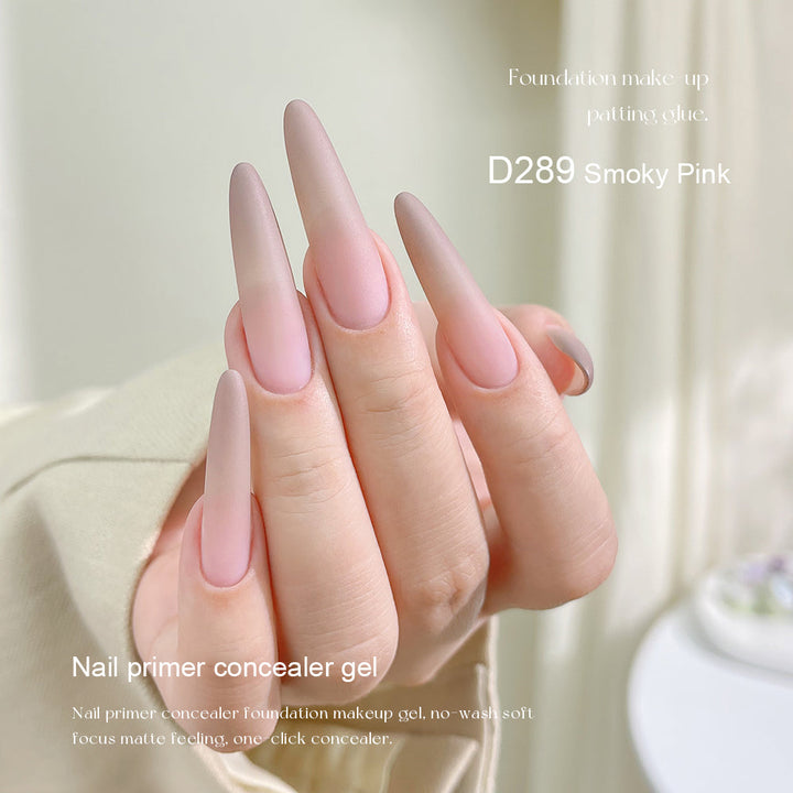 Mr Nail Pat Painting Gel 3g D289 Smoky Pink, matte nude concealer gel on long almond nails