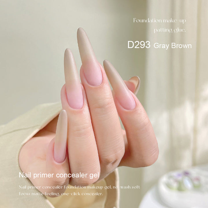 Mr Nail Pat Painting Gel 3g D293 Gray Brown, matte nude concealer gel on long almond nails