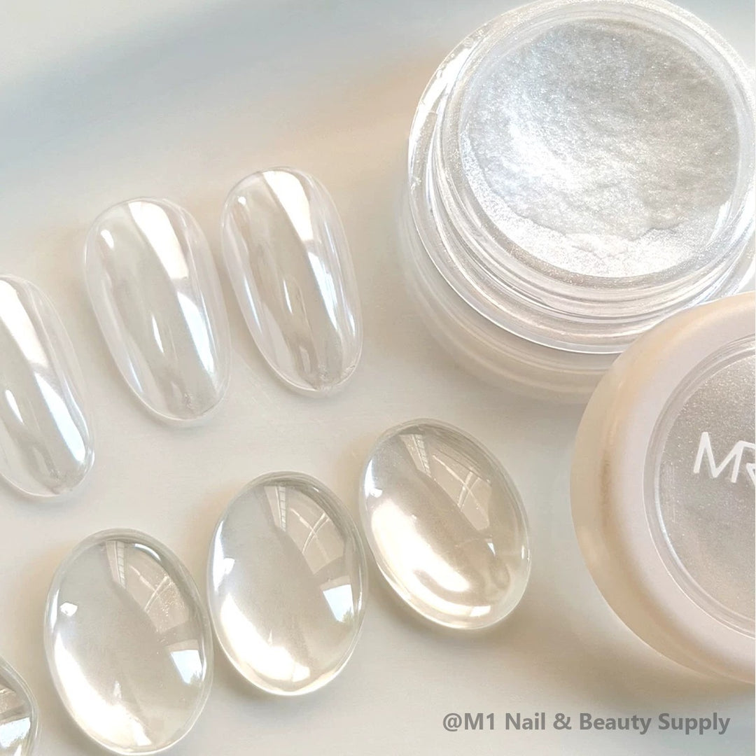 Mr Nail R026 chrome powder jar with clear mirror finish nail tips