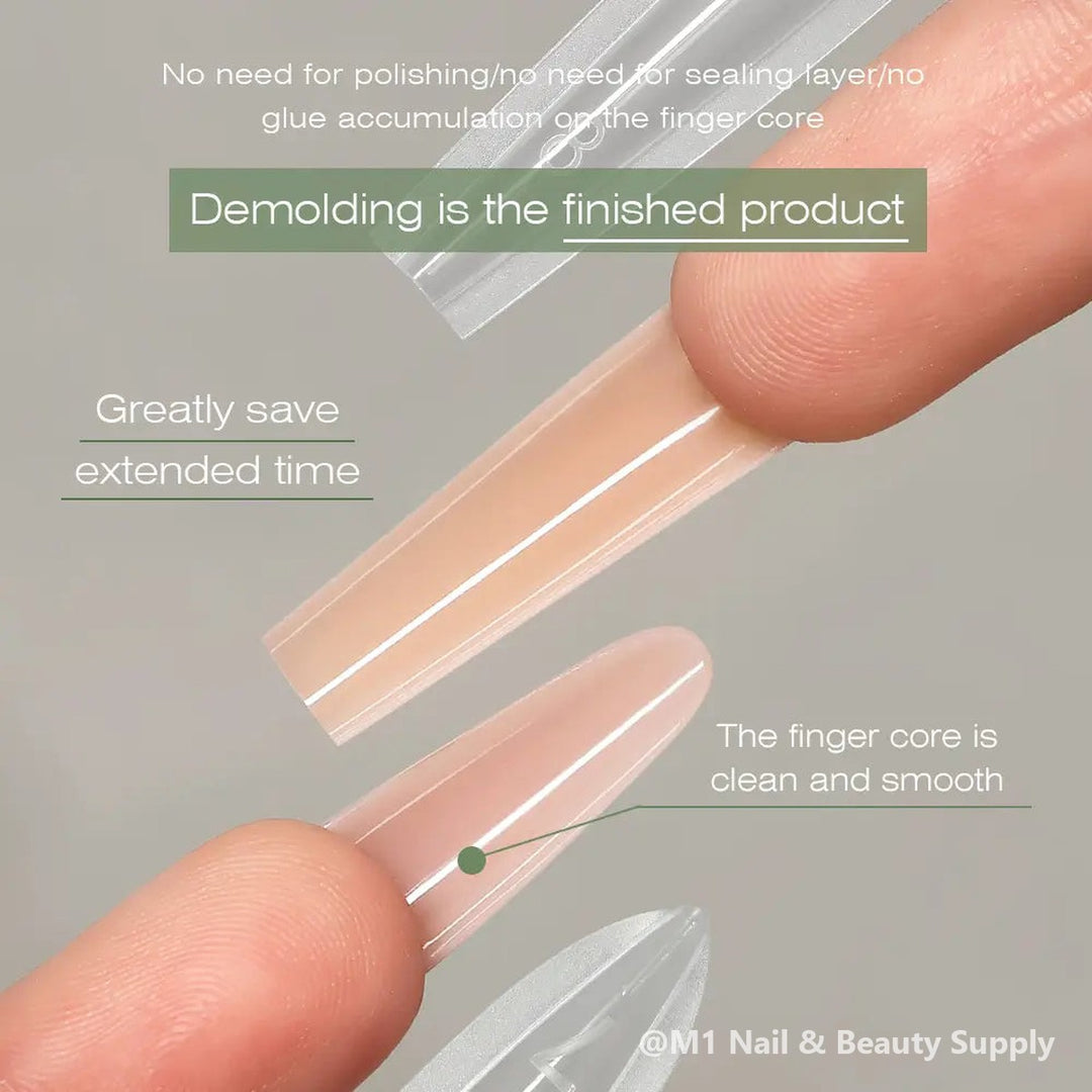 Mr Nail sandwich dual forms: the extension comes off the form finished, with a clean smooth underside