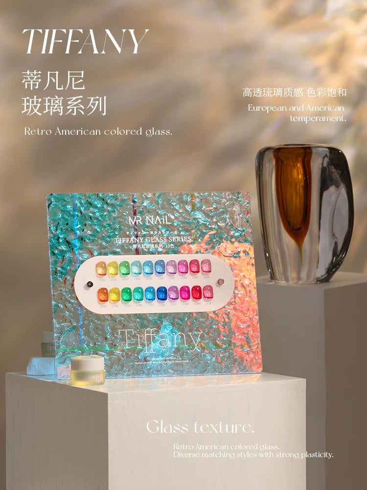 Mr Nail Tiffany Glass Gel 10-colour set, D281 to D290 colour card