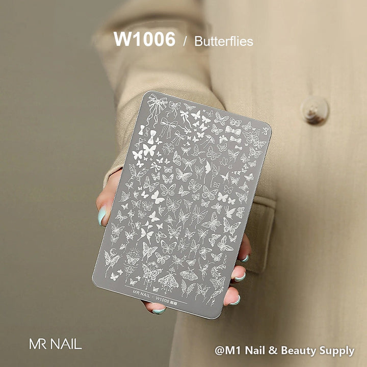 Mr Nail W1006 transfer printing steel plate, Butterflies design, nail stamping plate