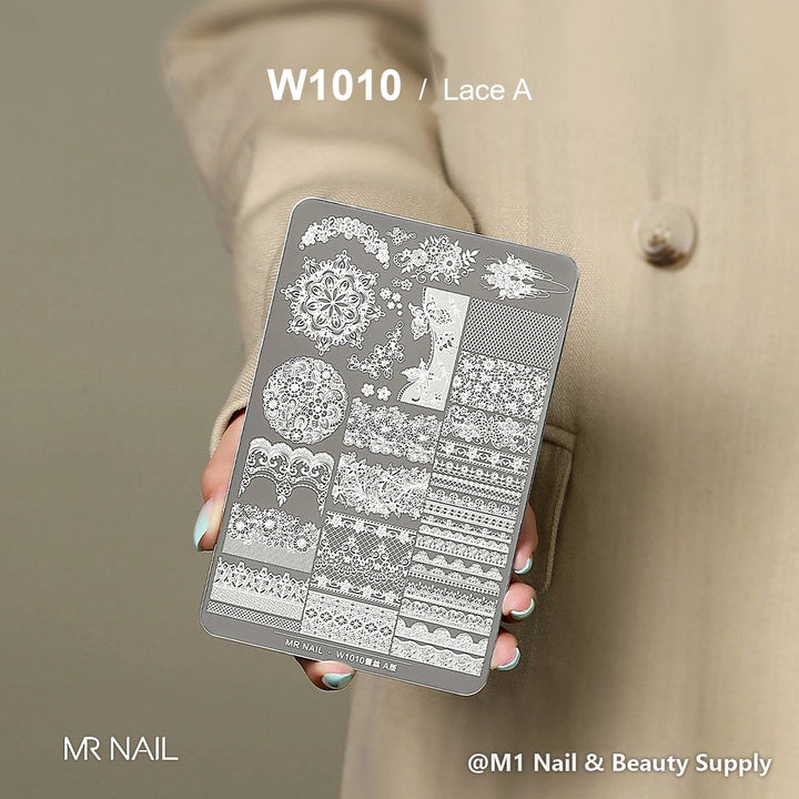 Mr Nail W1010 transfer printing steel plate, Lace A design, nail stamping plate