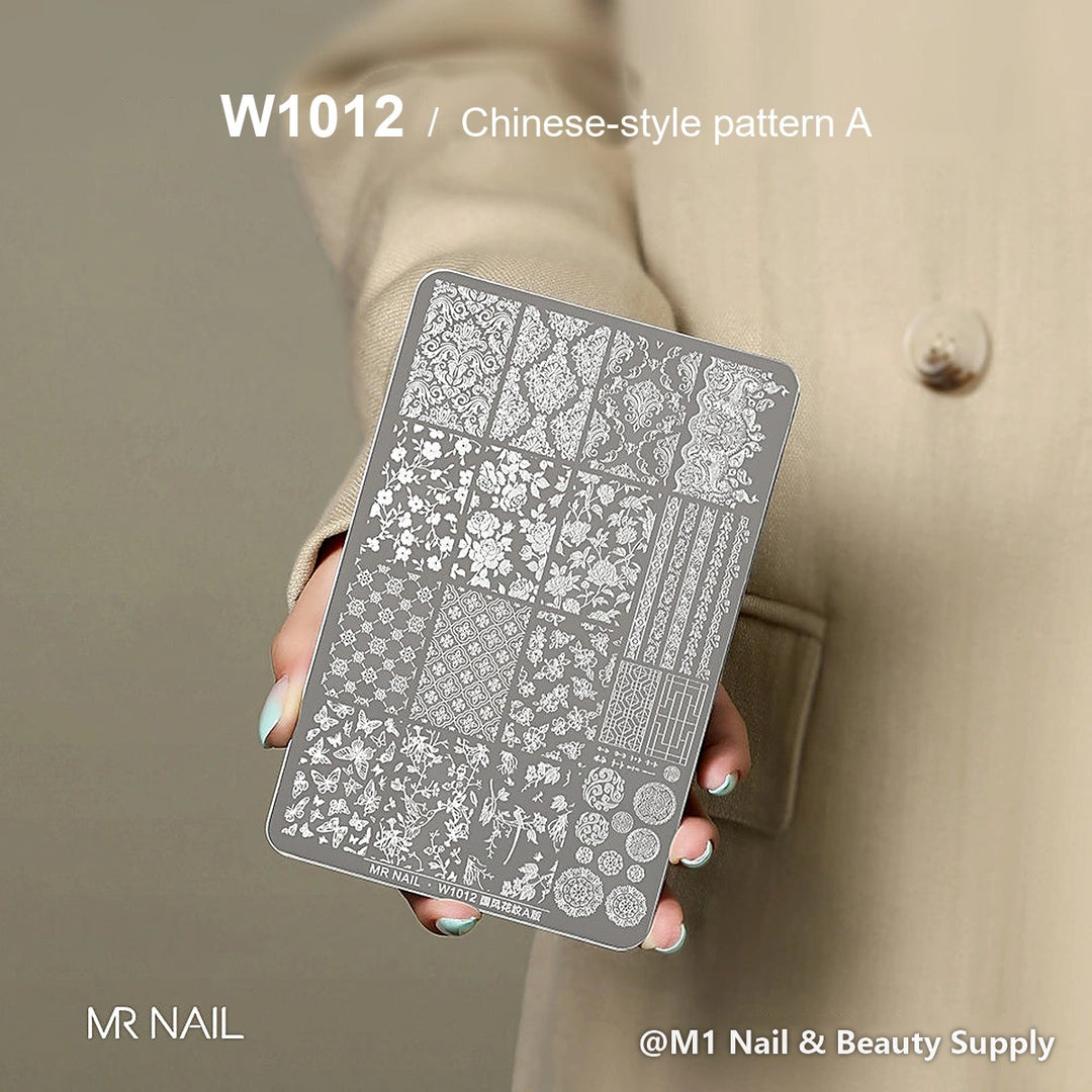 Mr Nail W1012 transfer printing steel plate, Chinese-style pattern A design, nail stamping plate