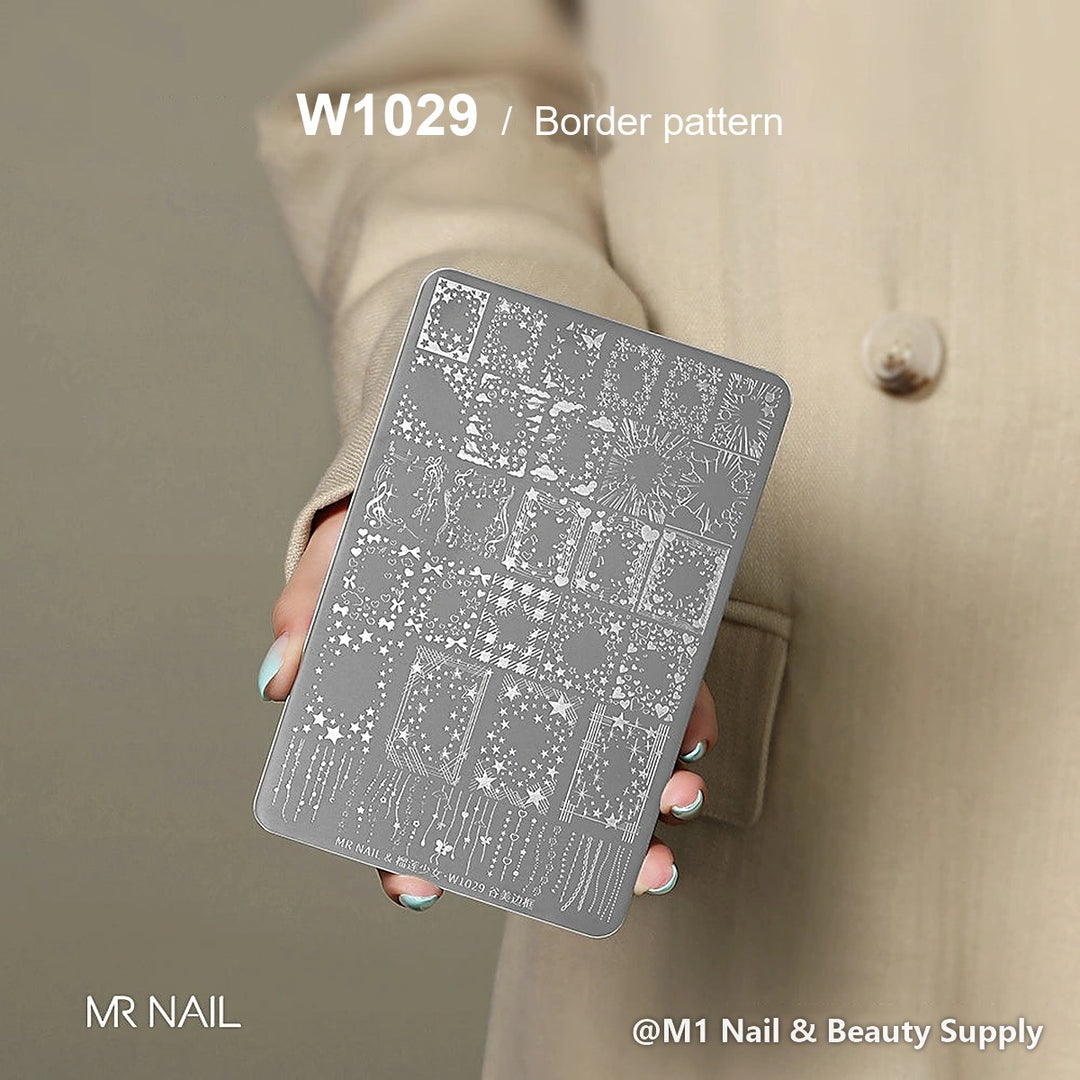 Mr Nail W1029 transfer printing steel plate, Border pattern design, nail stamping plate