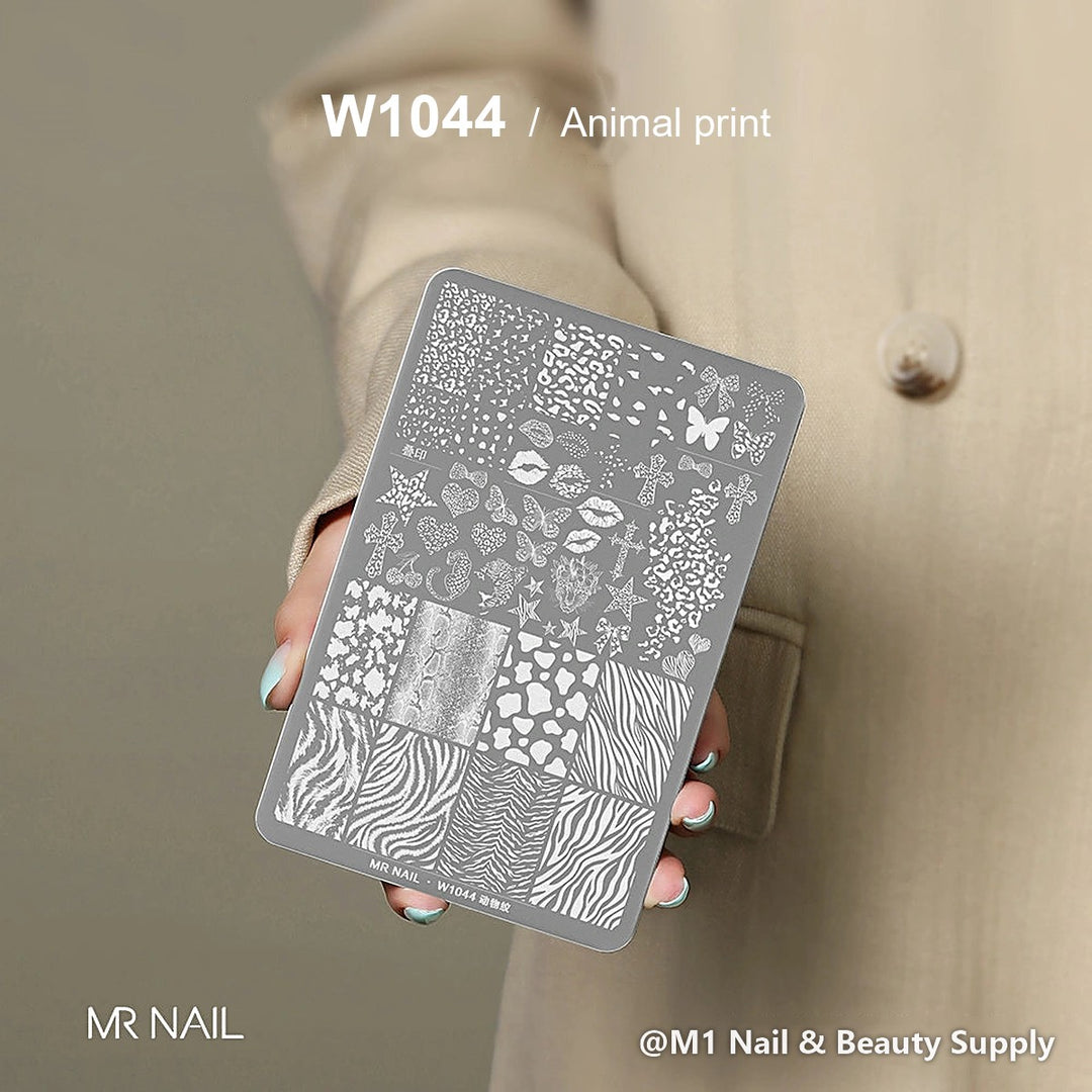 Mr Nail W1044 transfer printing steel plate, Animal print design, nail stamping plate