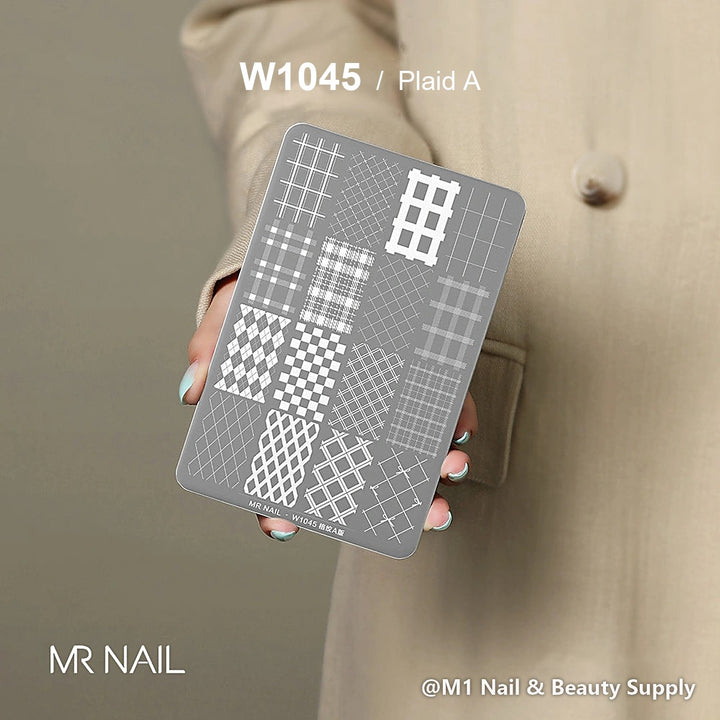 Mr Nail W1045 transfer printing steel plate, Plaid A design, nail stamping plate