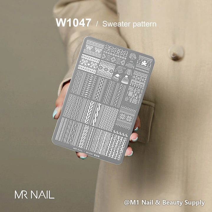 Mr Nail W1047 transfer printing steel plate, Sweater pattern design, nail stamping plate