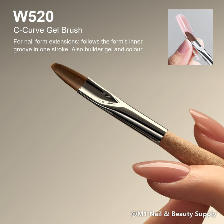 Mr Nail W520 C-Curve Gel Brush, Natural Series: For nail form extensions: follows the form&