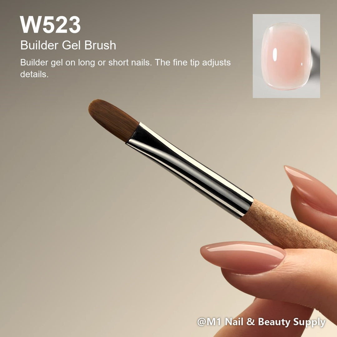 Mr Nail W523 Builder Gel Brush, Natural Series: Builder gel on long or short nails. The fine tip adjusts details.