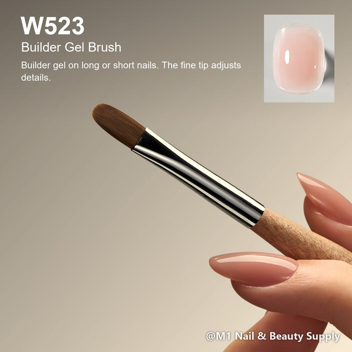 Mr Nail W523 Builder Gel Brush, Natural Series: Builder gel on long or short nails. The fine tip adjusts details.