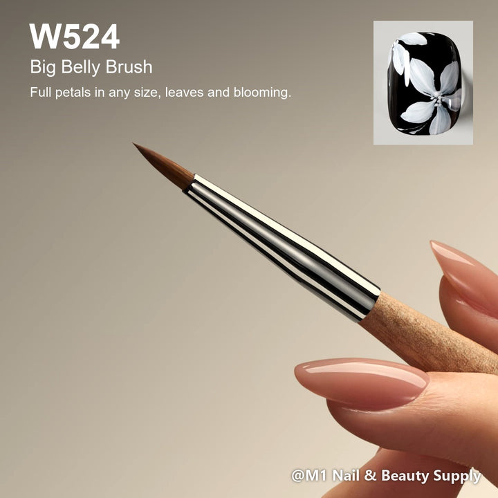 Mr Nail W524 Big Belly Brush, Natural Series: Full petals in any size, leaves and blooming.