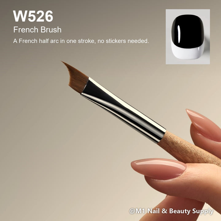 Mr Nail W526 French Brush, Natural Series: A French half arc in one stroke, no stickers needed.