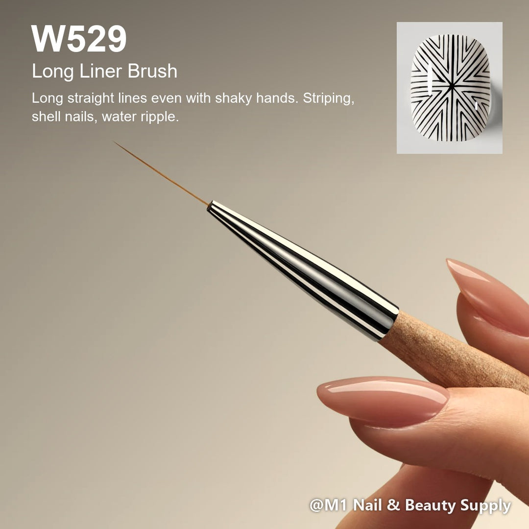 Mr Nail W529 Long Liner Brush, Natural Series: Long straight lines even with shaky hands. Striping, shell nails, water ripple.