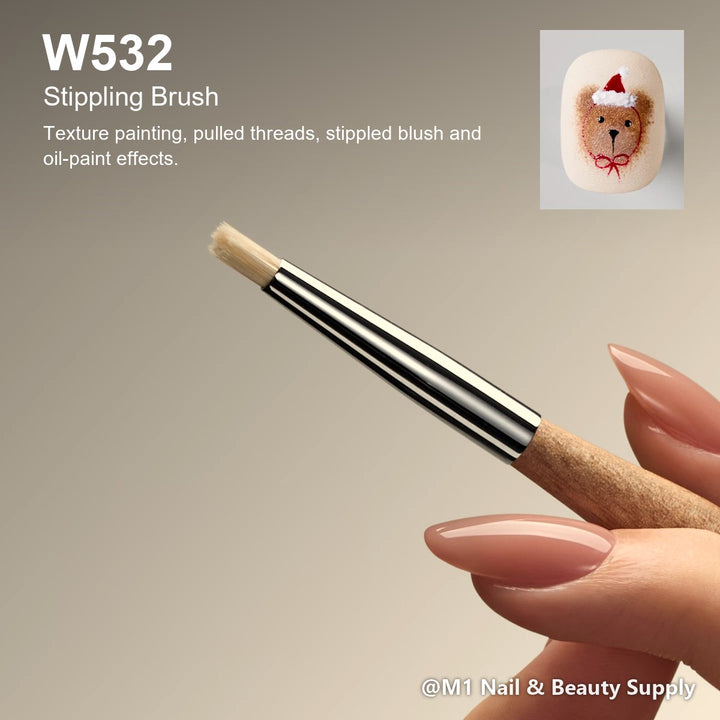 Mr Nail W532 Stippling Brush, Natural Series: Texture painting, pulled threads, stippled blush and oil-paint effects.