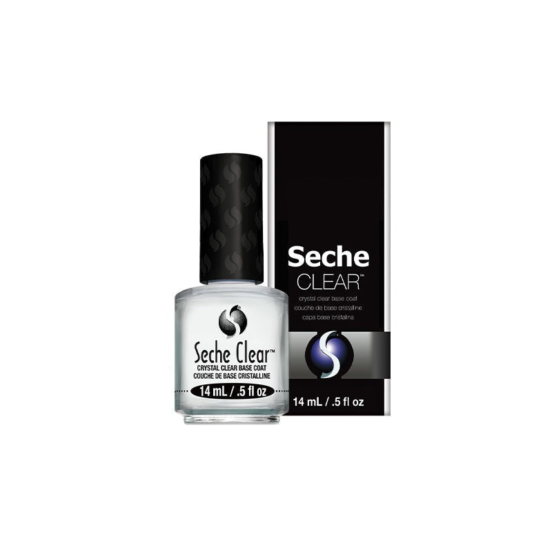 Seche Clear Crystal Clear Base Coat, bottle and box, 14 ml / 0.5 fl oz