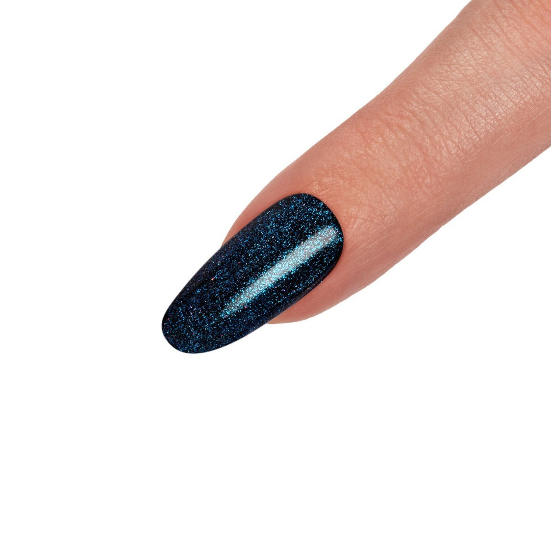 Seche FX Diamond Effect Top Coat Blue, over black nail polish