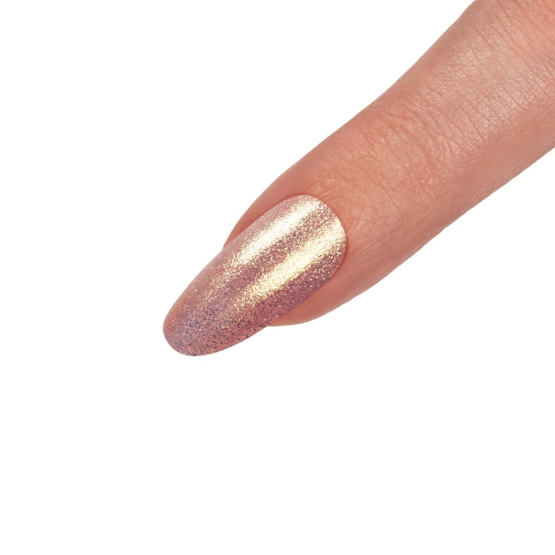 Seche FX Diamond Effect Top Coat Gold：涂在裸色指甲油上