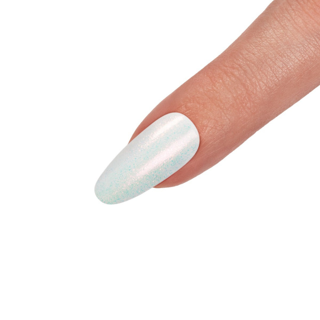 Seche FX Diamond Effect Top Coat Pink, over white nail polish
