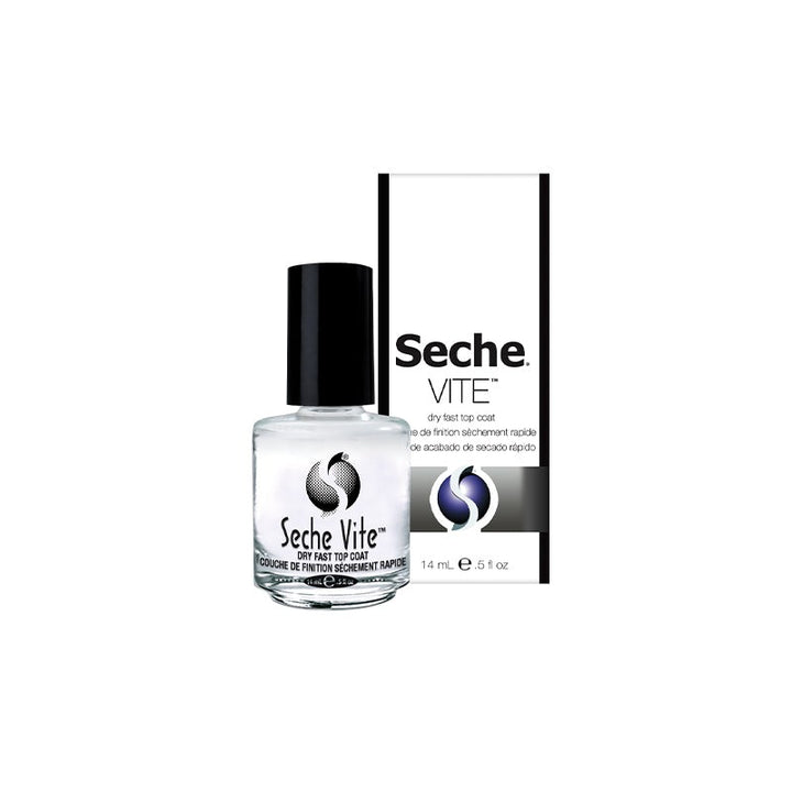 Seche Vite Dry Fast Top Coat, bottle and box, 14 ml / 0.5 fl oz