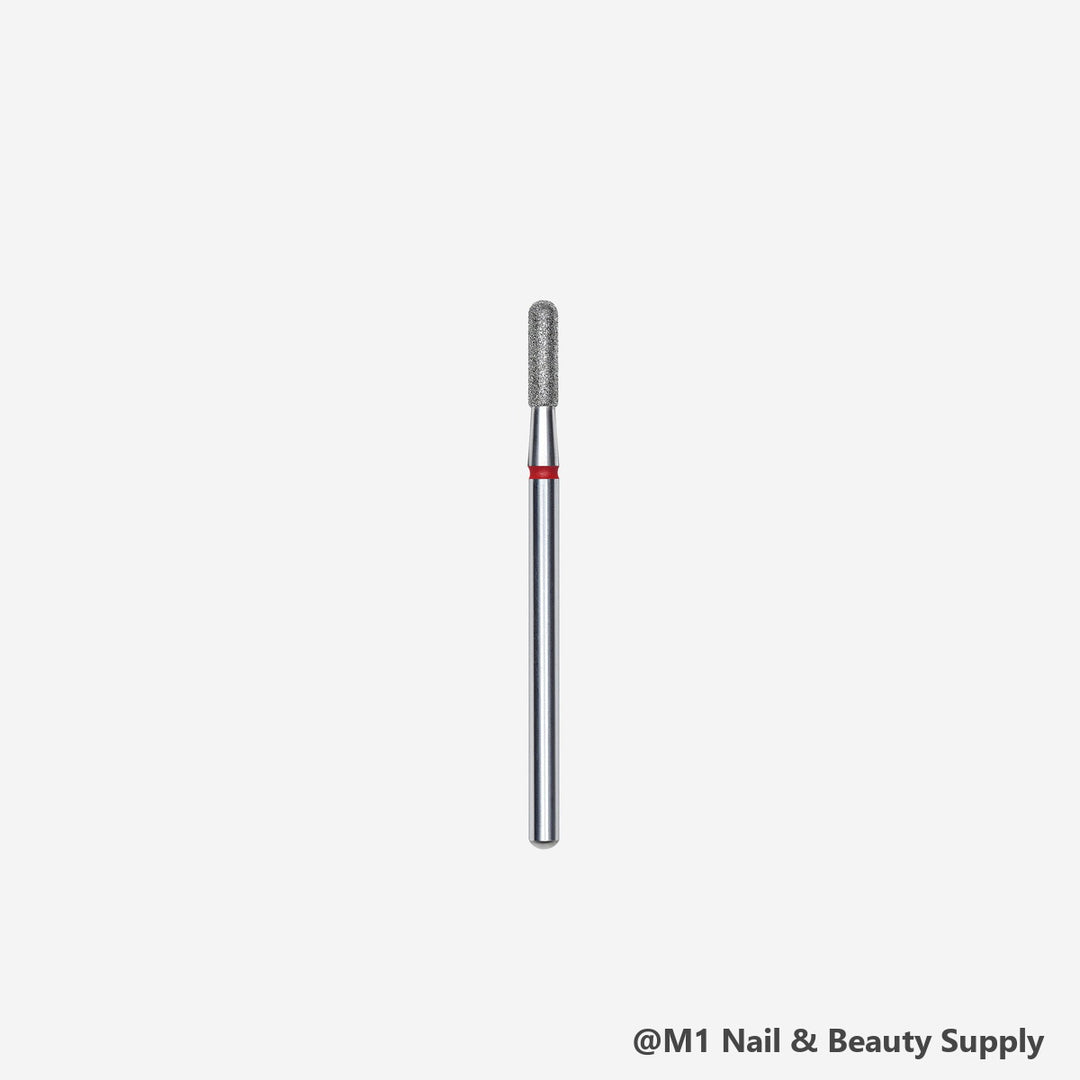 Staleks diamond nail drill bit, cylinder rounded 2.3/8mm, red fine grit