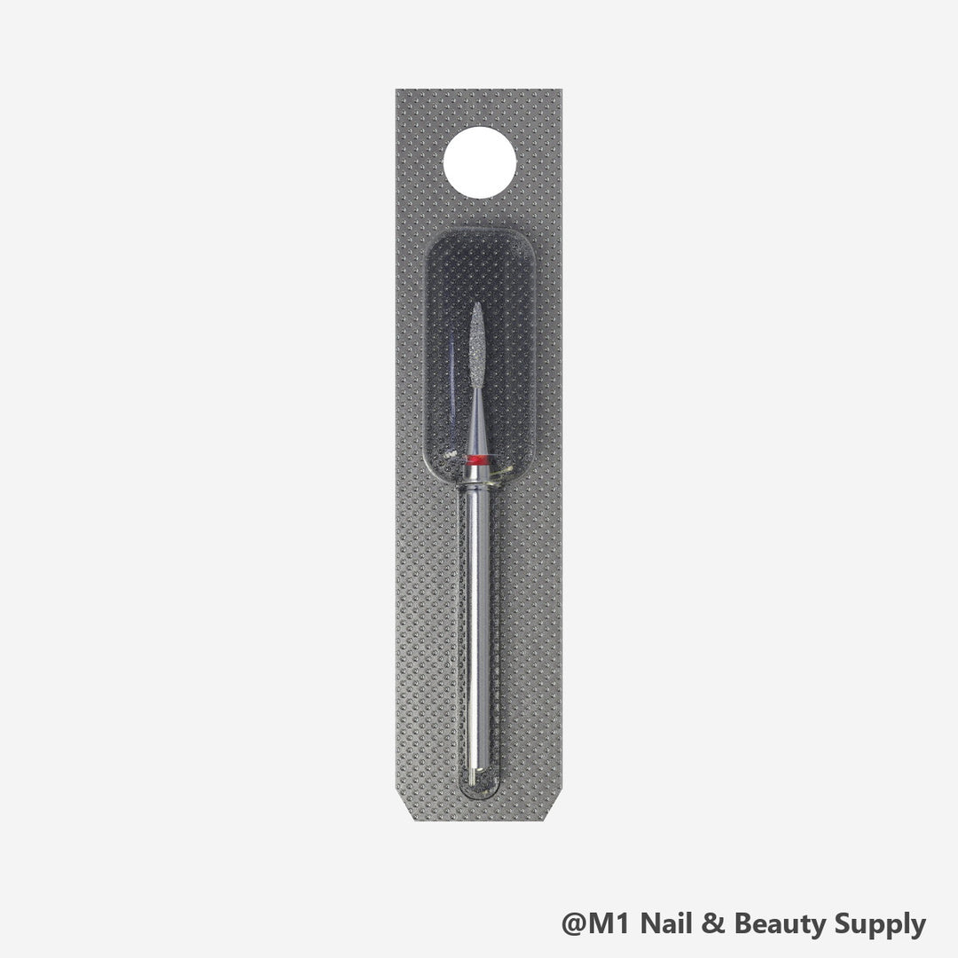 Staleks diamond nail drill bit, flame 1.4/8mm, red fine grit (view 2)