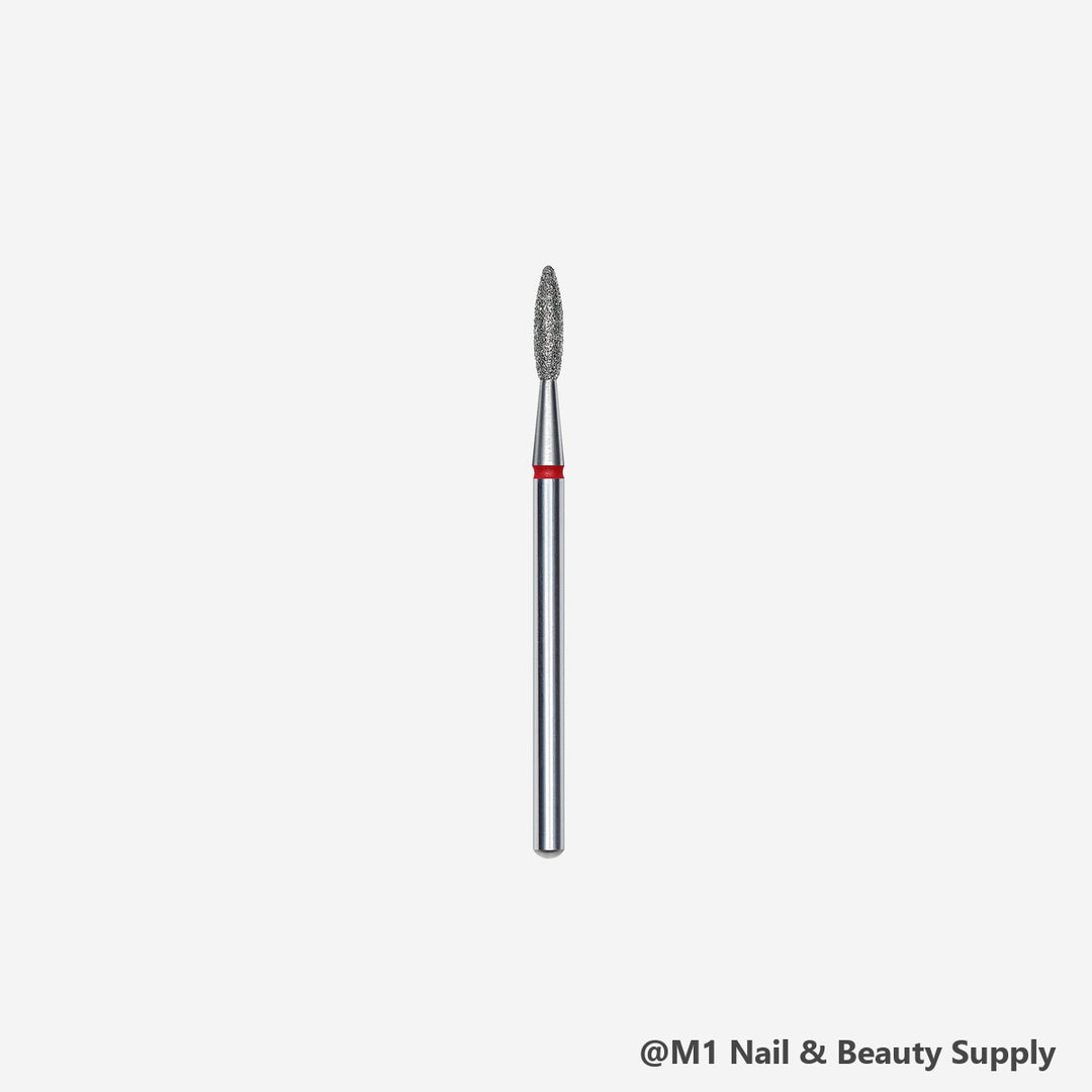 Staleks diamond nail drill bit, flame 2.1/8mm, red fine grit