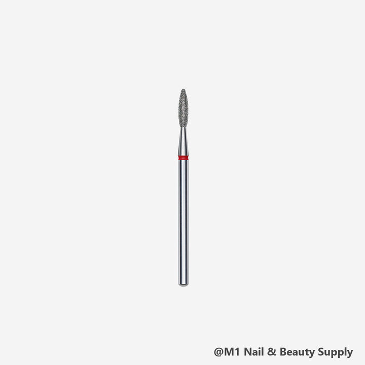 Staleks diamond nail drill bit, flame 2.1/8mm, red fine grit