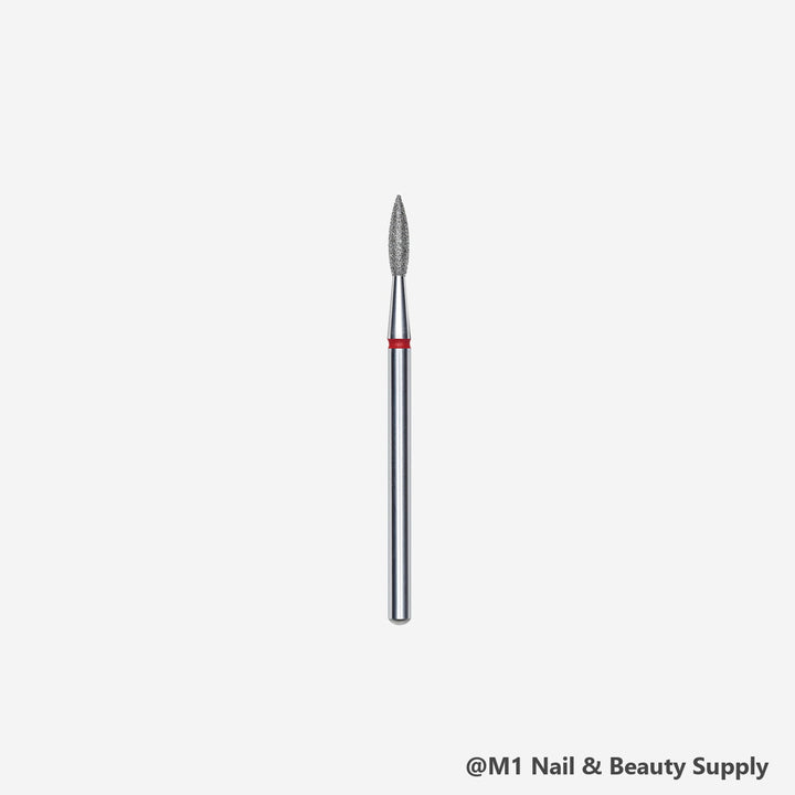 Staleks diamond nail drill bit, pointed flame 2.1/8mm, red fine grit