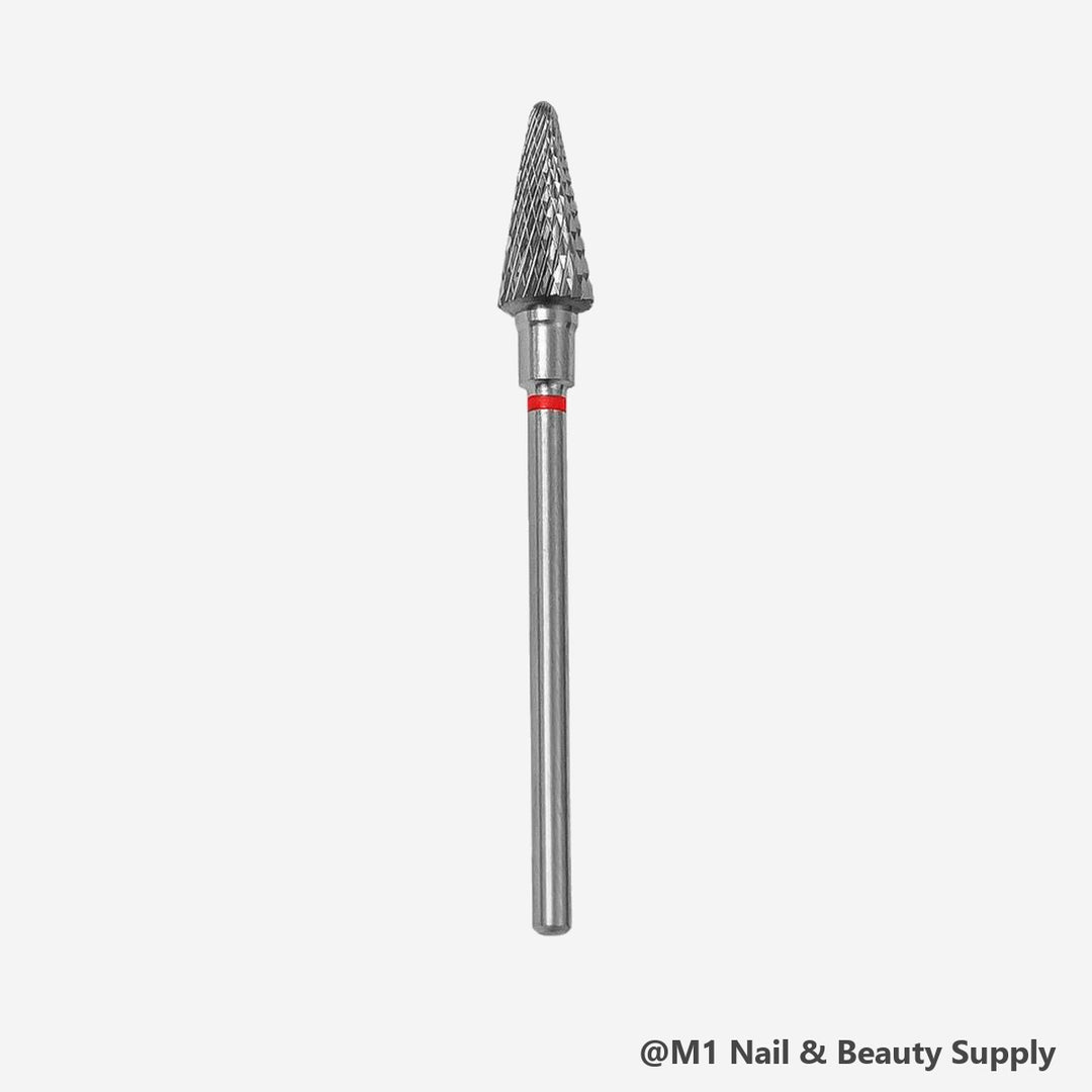 Staleks Expert carbide nail drill bit, cone 6 mm, red fine cut