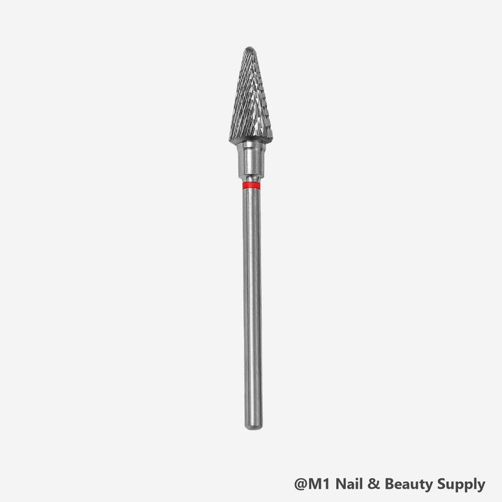 Staleks Expert carbide nail drill bit, cone 6 mm, red fine cut