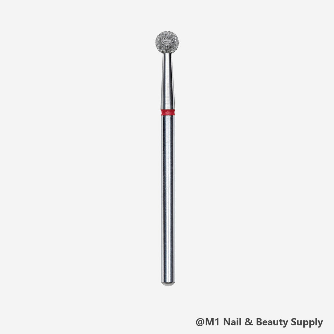 Staleks diamond nail drill bit, ball 4mm, red fine grit
