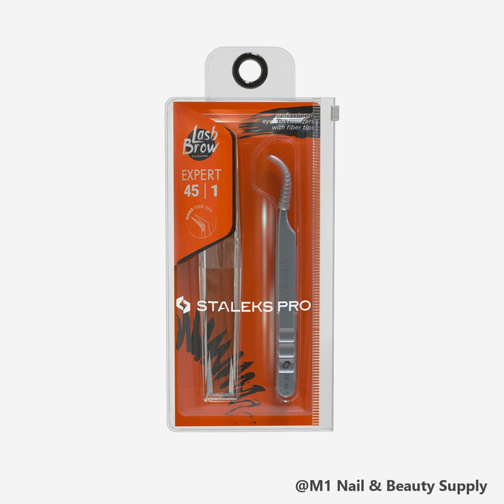Staleks Expert 45 fiber tip curved eyelash tweezers TE-45/1 (view 2)