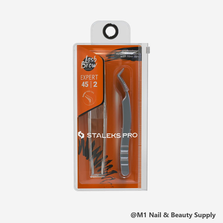 Staleks Expert 45 fiber tip L-shape eyelash tweezers TE-45/2 (view 2)