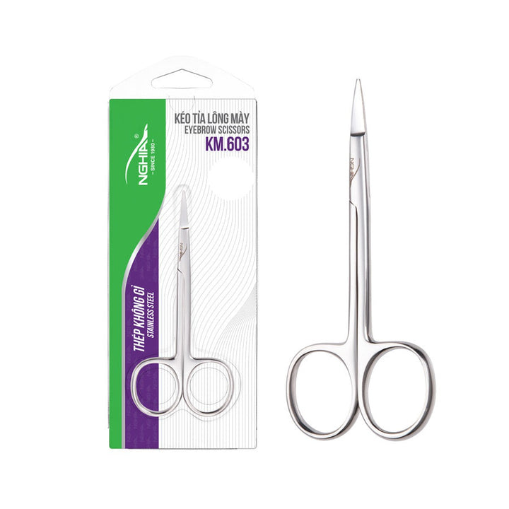 NGHIA KM-603 eyebrow scissors with packaging