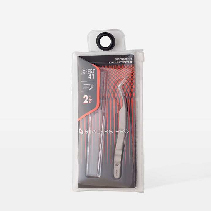 Staleks Pro Eyelash Tweezers Curved L-Shaped Expert 41 - 2