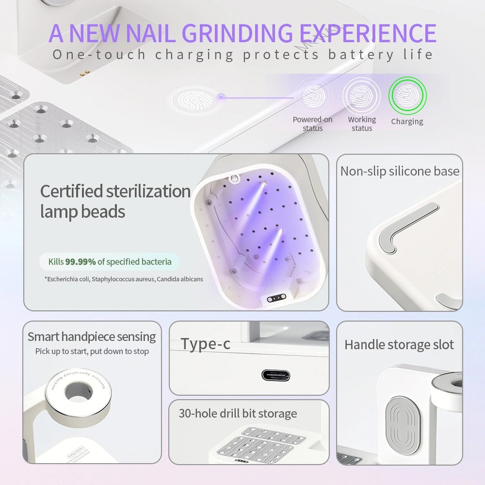 Mr Nail W905 certified UV lamp beads, 99.99% kill rate on specified bacteria, and W904 base features
