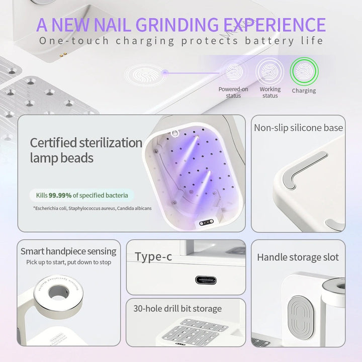 Mr Nail W905 certified UV lamp beads, 99.99% kill rate on specified bacteria, and W904 base features