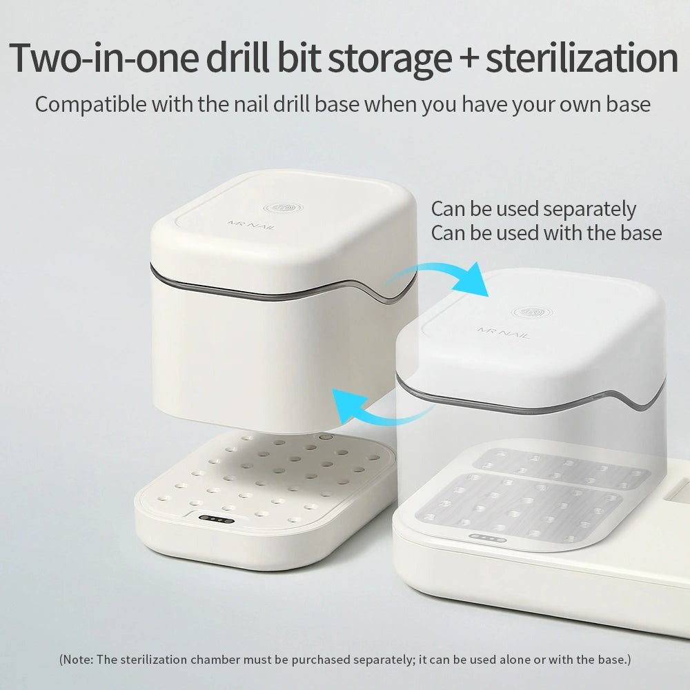 Mr Nail W905 two-in-one bit storage and sterilization: use separately or on the W904 base
