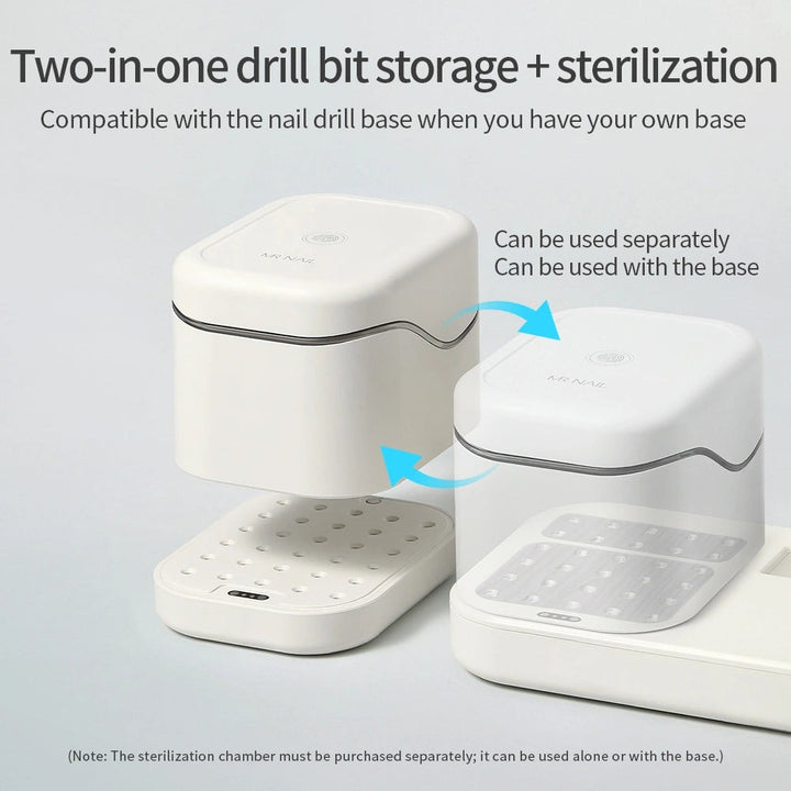 Mr Nail W905 two-in-one bit storage and sterilization: use separately or on the W904 base