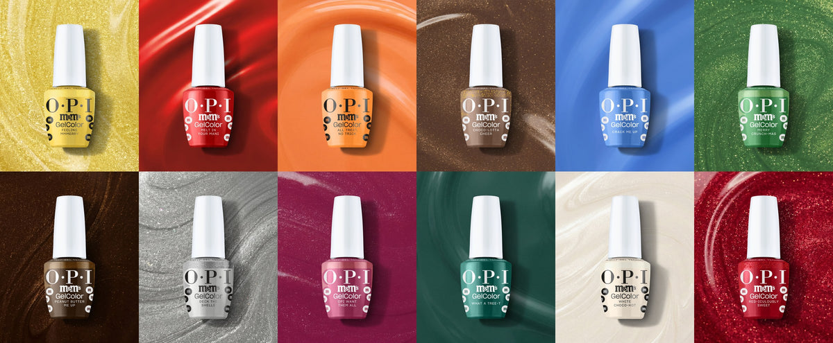 OPI x M&M'S Holiday 2026 GelColor shades