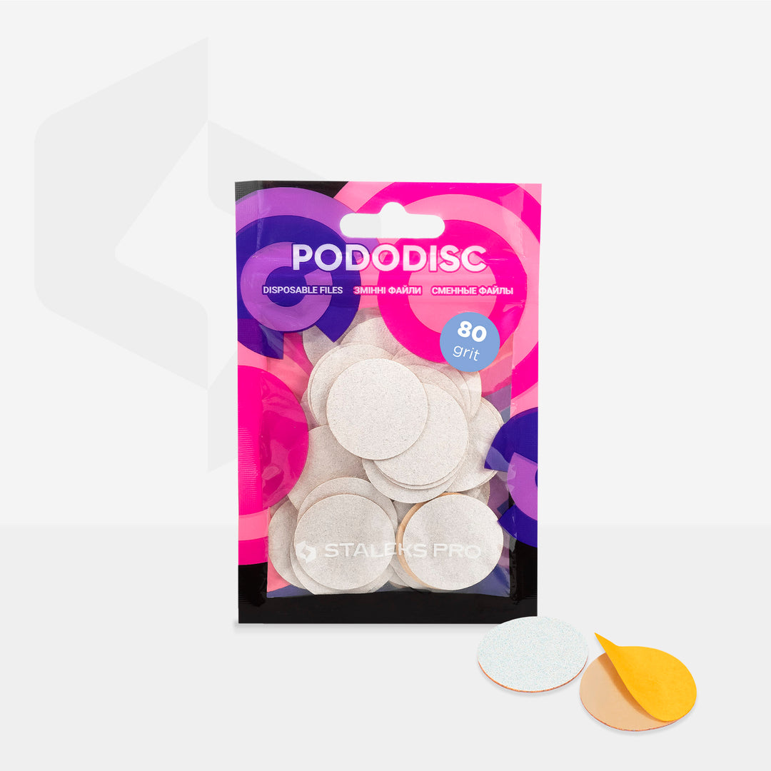 Staleks Pro L White Refill Pads for Pedicure Disc Pododisc 50 pcs PDF-25 - 80 grit PDF-25-80w