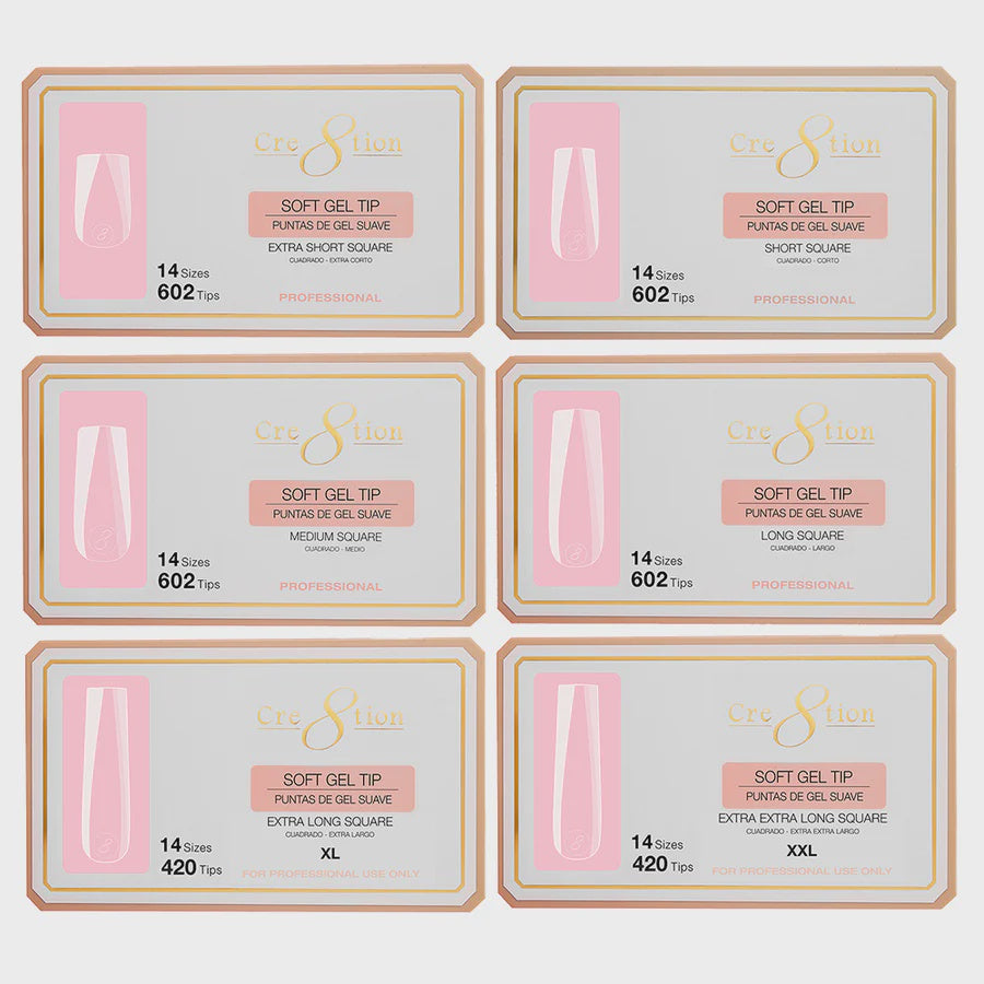 Cre8tion Soft Tips 14 Sizes - Stiletto - Soft Gel Nail Tips (view 2)