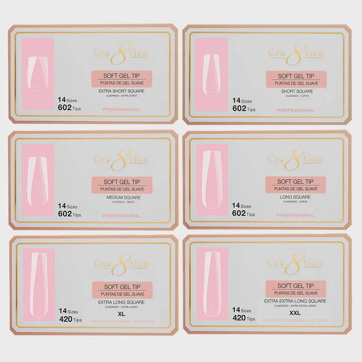 Cre8tion Soft Tips 14 Sizes - Square