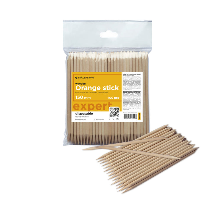 Staleks wooden manicure orange sticks 150 mm, 100 pcs